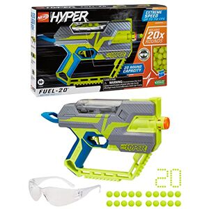 Nerf Hyper Fuel-20 Blaster, 20 Hyper Rounds, jusqu'à 110 FPS Velocity, Hopper Fed, 20 Tours, Recharge Facile, Lunettes incluses - Publicité Nerf Hyper Fuel-20 Blaster, 20 Hyper Rounds, jusqu'à 110 FPS Velocity, Hopper Fed, 20 Tours, Recharge Facile, Lunettes incluses - Publicité