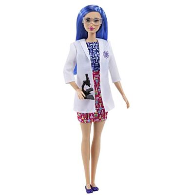 Barbie Métiers poupée Scientifique aux Cheveux Bleus, avec Robe colorée, Blouse de Laboratoire, Chaussures, Accessoire Microscope, Jouet Enfant, HCN11 - Publicité Barbie Métiers poupée Scientifique aux Cheveux Bleus, avec Robe colorée, Blouse de Laboratoire, Chaussures, Accessoire Microscope, Jouet Enfant, HCN11 - Publicité
