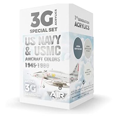 AK Interactive AK Acrylics 3Gen AIRCRAFT SET AK11745 US Navy & USMC Aircraft Colors 1945-1980 SET 3G (3x17ml) - Publicité AK Interactive AK Acrylics 3Gen AIRCRAFT SET AK11745 US Navy & USMC Aircraft Colors 1945-1980 SET 3G (3x17ml) - Publicité