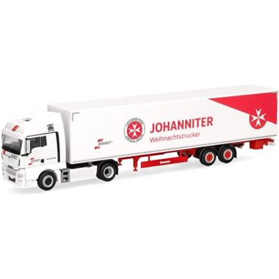 Herpa Modèle Miniature de Camion Man TGX XLX Euro6c Camion Semi-remorque à Caisse Wandt/Johanniter Weihnachtstruck, Échelle 1:87, Objet de Collection, fabriqué en Allemagne, Plastique - Publicité Herpa Modèle Miniature de Camion Man TGX XLX Euro6c Camion Semi-remorque à Caisse Wandt/Johanniter Weihnachtstruck, Échelle 1:87, Objet de Collection, fabriqué en Allemagne, Plastique - Publicité