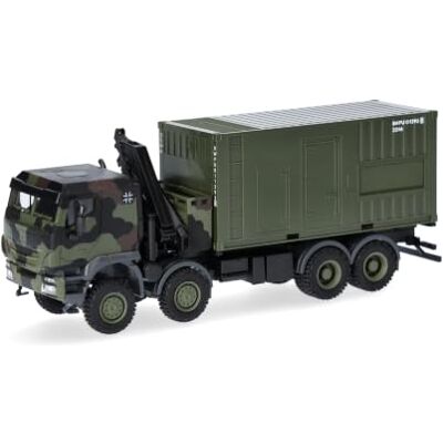 Herpa modèle Militaire Camion Iveco Trakker 8x8 avec Grue et conteneur 20 Pieds « Bundeswehr », Miniature à l’échelle 1:87, pièce de Collection, Made in Germany, Plastique - Publicité Herpa modèle Militaire Camion Iveco Trakker 8x8 avec Grue et conteneur 20 Pieds « Bundeswehr », Miniature à l’échelle 1:87, pièce de Collection, Made in Germany, Plastique - Publicité