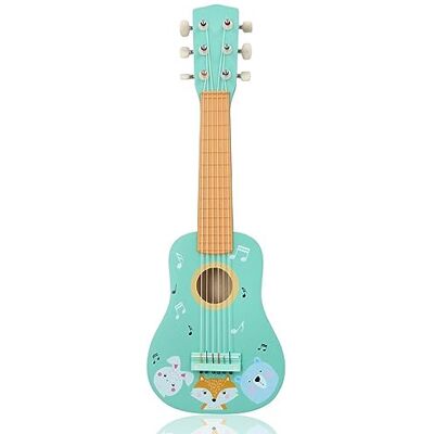 adam toys Guitare en bois pour enfants 6 cordes en nylon 53 x 17 x 6 cm Décorée avec des animaux de la forêt et des notes - Publicité adam toys Guitare en bois pour enfants 6 cordes en nylon 53 x 17 x 6 cm Décorée avec des animaux de la forêt et des notes - Publicité