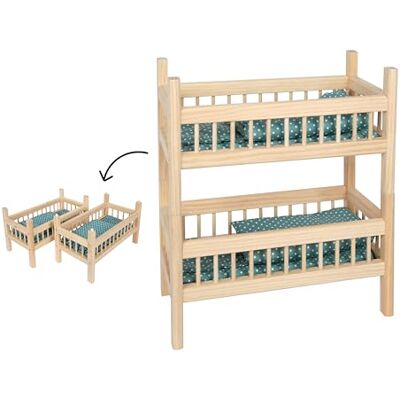 Small Foot Lit superposé pour poupées Nature, lit 2 en 1 en Bois, avec literie Douillette, à partir de 3 Ans, 12822 - Publicité Small Foot Lit superposé pour poupées Nature, lit 2 en 1 en Bois, avec literie Douillette, à partir de 3 Ans, 12822 - Publicité