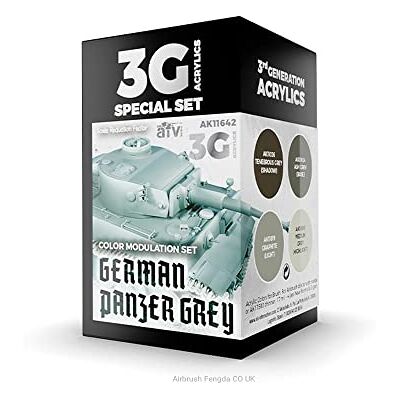 AK Interactive AK Acrylics 3Gen AVF SET AK11642 MODULATION GERMAN PANZER GREY 3G (4x17ml) - Publicité AK Interactive AK Acrylics 3Gen AVF SET AK11642 MODULATION GERMAN PANZER GREY 3G (4x17ml) - Publicité