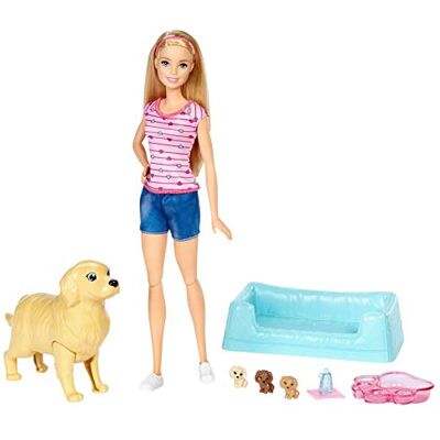 Barbie Famille poupée blonde Naissance des Chiots avec chien articulé, trois figurines et accessoires, jouet pour enfant, FDD43 - Publicité Barbie Famille poupée blonde Naissance des Chiots avec chien articulé, trois figurines et accessoires, jouet pour enfant, FDD43 - Publicité