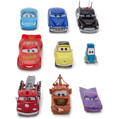 Disney Official, Coffret de 9 Figurines Cars, 4-12 cm de Haut Comprend Flash McQueen, Martin, Sally, Ramone, Red, Sheriff, Doc, Luigi et Guido, dès 3 ans - Publicité Disney Official, Coffret de 9 Figurines Cars, 4-12 cm de Haut Comprend Flash McQueen, Martin, Sally, Ramone, Red, Sheriff, Doc, Luigi et Guido, dès 3 ans - Publicité