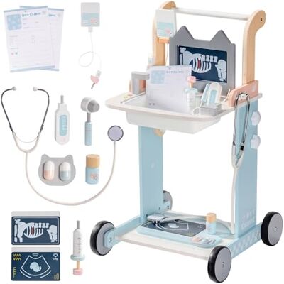ROBOTIME Kit de jeu de clinique vétérinaire pour enfants, garçons et filles, jeu de rôle de médecin, jouet éducatif à simuler, comprend stéthoscope, écran X, seringue, thermomètre - Publicité ROBOTIME Kit de jeu de clinique vétérinaire pour enfants, garçons et filles, jeu de rôle de médecin, jouet éducatif à simuler, comprend stéthoscope, écran X, seringue, thermomètre - Publicité