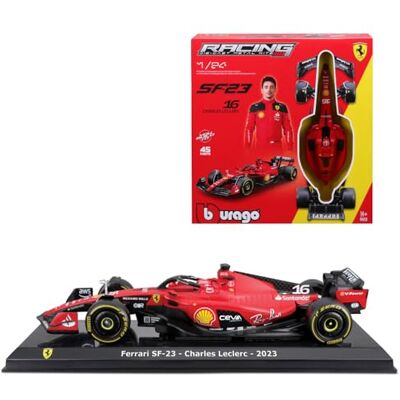 Bburago Ferrari SF23 F1 2023#Leclerc kit à Monter avec Casque et Support Voiture Miniature métal 1/24 Modèle Officiel Formule 1 Saison 2023 Détails réalistes Edition Collector Ferrari - Publicité Bburago Ferrari SF23 F1 2023#Leclerc kit à Monter avec Casque et Support Voiture Miniature métal 1/24 Modèle Officiel Formule 1 Saison 2023 Détails réalistes Edition Collector Ferrari - Publicité