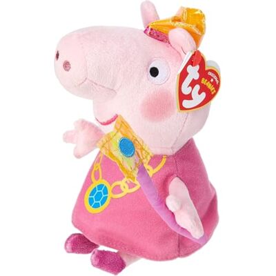 Ty Beanies Peppa Pig Princesse Peppa Peluche Douce 15 cm, Rose - Publicité Ty Beanies Peppa Pig Princesse Peppa Peluche Douce 15 cm, Rose - Publicité