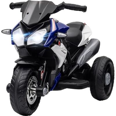 HOMCOM Moto Électrique Enfants 3 Roues 6 V 3 km/h 3 à 5 Ans Noir Bleu Voiture Électrique Enfants, Effets Lumineux et Sonores, Charge 25 kg - Publicité HOMCOM Moto Électrique Enfants 3 Roues 6 V 3 km/h 3 à 5 Ans Noir Bleu Voiture Électrique Enfants, Effets Lumineux et Sonores, Charge 25 kg - Publicité