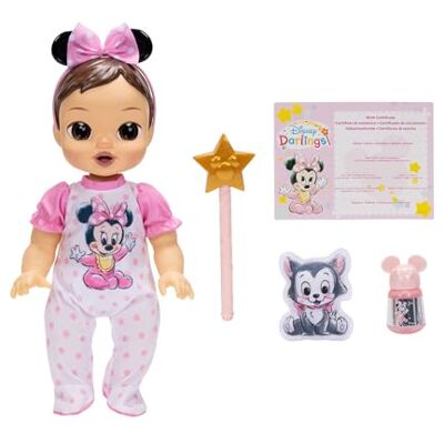 Disney Poupée bébé Minnie Mouse Darlings aux Cheveux Bruns, par Jakks Pacific, avec Lueur Magique et Effets Lumineux, Comprenant Une Baguette Magique, Une Bouteille de poussière de fée - Publicité Disney Poupée bébé Minnie Mouse Darlings aux Cheveux Bruns, par Jakks Pacific, avec Lueur Magique et Effets Lumineux, Comprenant Une Baguette Magique, Une Bouteille de poussière de fée - Publicité