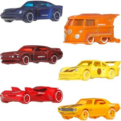Hot Wheels Série Argent Pantone Multipack Ensemble de 6 voitures et van à l'échelle 1:64 en métal, couleurs classiques, emballage artistique, JNK94 - Publicité Hot Wheels Série Argent Pantone Multipack Ensemble de 6 voitures et van à l'échelle 1:64 en métal, couleurs classiques, emballage artistique, JNK94 - Publicité