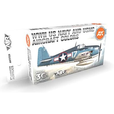 AK Interactive AK Acrylics 3Gen AIRCRAFT SET AK11729 WWII US Navy & USMC Aircraft Colors SET 3G (6x17ml) - Publicité AK Interactive AK Acrylics 3Gen AIRCRAFT SET AK11729 WWII US Navy & USMC Aircraft Colors SET 3G (6x17ml) - Publicité