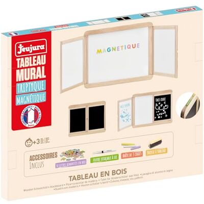 Jeujura Tableau Mural Triptyque Magnétique Tableau Enfant 3 Ans 8807 113x58cm Tableau Central Blanc Magnétique 2 Volets Faces Blanche et Craie Accessoires Imitation Fabriqué en France - Publicité Jeujura Tableau Mural Triptyque Magnétique Tableau Enfant 3 Ans 8807 113x58cm Tableau Central Blanc Magnétique 2 Volets Faces Blanche et Craie Accessoires Imitation Fabriqué en France - Publicité