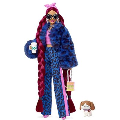 Barbie Poupée Mannequin Extra n° 17 avec Pantalon et Veste en Fausse Fourrure à Imprimé Léopard, Très Longs Cheveux, Figurine Chiot et Accessoires, Jouet Enfant, Dès 3 Ans, HHN09 - Publicité Barbie Poupée Mannequin Extra n° 17 avec Pantalon et Veste en Fausse Fourrure à Imprimé Léopard, Très Longs Cheveux, Figurine Chiot et Accessoires, Jouet Enfant, Dès 3 Ans, HHN09 - Publicité