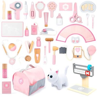 umu ® Lot de 37 Jouets vétérinaires en Bois pour Enfants avec Chat en Peluche, stéthoscope, tensiomètre, etc. Jouet vétérinaire pour garçons et Filles de 3, 4, 5 Ans - Publicité umu ® Lot de 37 Jouets vétérinaires en Bois pour Enfants avec Chat en Peluche, stéthoscope, tensiomètre, etc. Jouet vétérinaire pour garçons et Filles de 3, 4, 5 Ans - Publicité