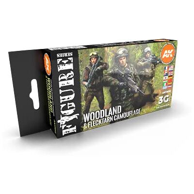 AK Interactive AK Acrylics 3Gen FIGURE SET AK11632 MODERN WOODLAND AND FLECKTARN CAMOUFLAGES 3G (6x17ml) - Publicité AK Interactive AK Acrylics 3Gen FIGURE SET AK11632 MODERN WOODLAND AND FLECKTARN CAMOUFLAGES 3G (6x17ml) - Publicité