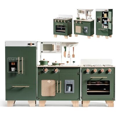 ROBOTIME Ensemble de cuisine en bois pour enfants, Jouet de jeu de rôle 3-en-1 avec réfrigérateur, four, évier, appareil de cuisine réaliste tout-en-un pour tout-petits de 3 ans et plus (Vert vintage) - Publicité ROBOTIME Ensemble de cuisine en bois pour enfants, Jouet de jeu de rôle 3-en-1 avec réfrigérateur, four, évier, appareil de cuisine réaliste tout-en-un pour tout-petits de 3 ans et plus (Vert vintage) - Publicité