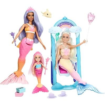 Barbie Sirene Ensemble de Jeu avec 3 poupées, Accessoires et Plus Dreamtopia - Publicité Barbie Sirene Ensemble de Jeu avec 3 poupées, Accessoires et Plus Dreamtopia - Publicité