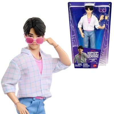 Mattel Kpop Demon Hunters Jinu Soda Pops de Saja Boys Poupée dans sa Tenue de scène avec 2 Accessoires, inspirée du Film, JRN38 - Publicité Mattel Kpop Demon Hunters Jinu Soda Pops de Saja Boys Poupée dans sa Tenue de scène avec 2 Accessoires, inspirée du Film, JRN38 - Publicité