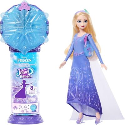 Mattel Disney La Reine des Neiges Poupée Jewel Reveal Elsa Reine du Patinage avec Accessoires et 8 Surprises, JMC93 - Publicité Mattel Disney La Reine des Neiges Poupée Jewel Reveal Elsa Reine du Patinage avec Accessoires et 8 Surprises, JMC93 - Publicité