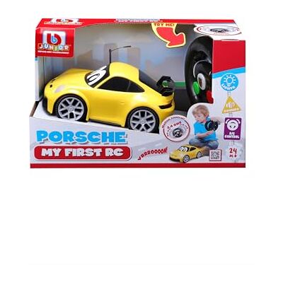 Bburago BB Junior Porsche 911 GT3 First RC Jaune Voiture Radiocommandée À Volant Gyroscopique Sons Réalistes Et Lumières Klaxon, Bruit De Moteur Et Phares Fréquence 2,4GHz Jusqu’à 4 Joueurs - Publicité Bburago BB Junior Porsche 911 GT3 First RC Jaune Voiture Radiocommandée À Volant Gyroscopique Sons Réalistes Et Lumières Klaxon, Bruit De Moteur Et Phares Fréquence 2,4GHz Jusqu’à 4 Joueurs - Publicité