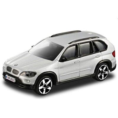 Bburago streetfire Marque : BMW, modèle : BMW X5 2007, couleur argent, modèle de voiture moulé sous pression à l'échelle 1/43 de - Publicité Bburago streetfire Marque : BMW, modèle : BMW X5 2007, couleur argent, modèle de voiture moulé sous pression à l'échelle 1/43 de - Publicité