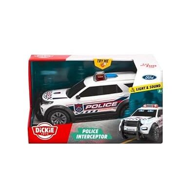 Dickie Toys Voiture Ford Police Interceptor (27,5 cm) Grande Voiture de Police avec lumière et Son, Jouet pour Enfants à partir de 3 Ans, Piles incluses - Publicité Dickie Toys Voiture Ford Police Interceptor (27,5 cm) Grande Voiture de Police avec lumière et Son, Jouet pour Enfants à partir de 3 Ans, Piles incluses - Publicité