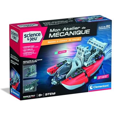 Clementoni Coffret Bateau à Moteur de Course à Construire 8 Ans + Mon Atelier Mécanique Mécanismes à Actions STEM 80 Pièces Manuel 3D Réplique Fabriqué en Italie Cadeau Jouet Enfant - Publicité Clementoni Coffret Bateau à Moteur de Course à Construire 8 Ans + Mon Atelier Mécanique Mécanismes à Actions STEM 80 Pièces Manuel 3D Réplique Fabriqué en Italie Cadeau Jouet Enfant - Publicité