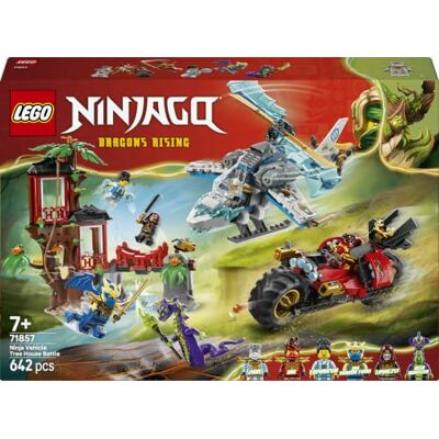 Lego Ninjago La cabane et Les véhicules des Ninjas 71857 Jouet pour garçon dès 7 ans, jouet interactif, moto, 6 minifigurines, hélicoptère, sabres, idée cadeau, 642 pièces - Publicité Lego Ninjago La cabane et Les véhicules des Ninjas 71857 Jouet pour garçon dès 7 ans, jouet interactif, moto, 6 minifigurines, hélicoptère, sabres, idée cadeau, 642 pièces - Publicité