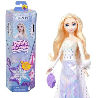 Mattel Disney La Reine des Neiges Elsa Poupée Surprise avec 11 surprises, dont 5 accessoires, 5 autocollants et une scène de jeu, jouet inspiré du film Disney, HTG25 - Publicité Mattel Disney La Reine des Neiges Elsa Poupée Surprise avec 11 surprises, dont 5 accessoires, 5 autocollants et une scène de jeu, jouet inspiré du film Disney, HTG25 - Publicité