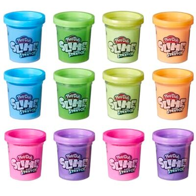 Play-Doh Slime Super Stretch, Multipack de 12 Pots de pâte atoxique pour Enfants, Couleurs Assorties, dès 3 Ans - Publicité Play-Doh Slime Super Stretch, Multipack de 12 Pots de pâte atoxique pour Enfants, Couleurs Assorties, dès 3 Ans - Publicité