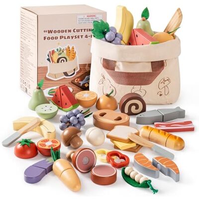 ROBOTIME Set d'aliments en Bois pour Enfants, Jouet de Cuisine à découper Jouets d'aliments réalistes pour Enfants avec Sac de Rangement, Cadeau de Jeu de rôle éducatif pour garçons et Filles de 3+ - Publicité ROBOTIME Set d'aliments en Bois pour Enfants, Jouet de Cuisine à découper Jouets d'aliments réalistes pour Enfants avec Sac de Rangement, Cadeau de Jeu de rôle éducatif pour garçons et Filles de 3+ - Publicité