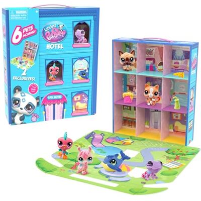 BANDAI Littlest Pet Shop L'Hôtel des Pet Shop Coffret de Jeu avec 6 PetShop Inclus Dont 2 Exclusifs Mini-Figurines Animaux à Collectionner Accessoires Jouet Enfant 4 Ans et + BF00595 - Publicité BANDAI Littlest Pet Shop L'Hôtel des Pet Shop Coffret de Jeu avec 6 PetShop Inclus Dont 2 Exclusifs Mini-Figurines Animaux à Collectionner Accessoires Jouet Enfant 4 Ans et + BF00595 - Publicité