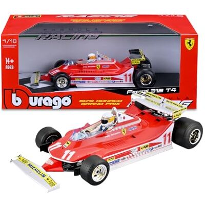 Bburago Ferrari 312 T4 Short Tail GP Monaco 1979#11 Jody Scheckter, Voiture Miniature 1:18, réplique Historique avec Pilote et livrée Monaco, sous Licence Ferrari, âge 14+ Ans - Publicité Bburago Ferrari 312 T4 Short Tail GP Monaco 1979#11 Jody Scheckter, Voiture Miniature 1:18, réplique Historique avec Pilote et livrée Monaco, sous Licence Ferrari, âge 14+ Ans - Publicité