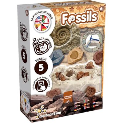 Science4you Kit Fouille de Fossiles pour Enfants – Apprenez à Connaître la Paléontologie, Kit d'Excavation, Découvrez les Fossiles Incroyables, Cadeau Paléontologique pour Garçons et Filles 6 7 8+ Ans - Publicité Science4you Kit Fouille de Fossiles pour Enfants – Apprenez à Connaître la Paléontologie, Kit d'Excavation, Découvrez les Fossiles Incroyables, Cadeau Paléontologique pour Garçons et Filles 6 7 8+ Ans - Publicité