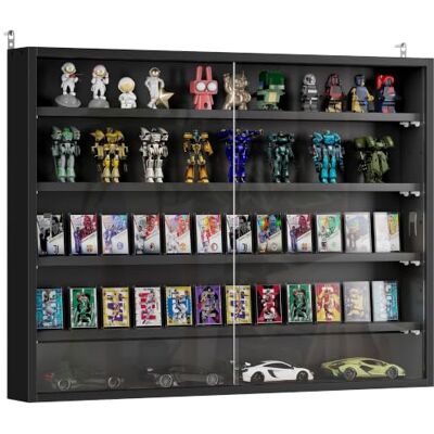 HOMCOM Vitrine pour Collection 4 Étagères, 80x9,5x60cm Noir Vitrine Murale, Étagères Réglables, 2 Portes Coulissantes en Verre, pour Collection de Figurines et Voitures Miniatures - Publicité HOMCOM Vitrine pour Collection 4 Étagères, 80x9,5x60cm Noir Vitrine Murale, Étagères Réglables, 2 Portes Coulissantes en Verre, pour Collection de Figurines et Voitures Miniatures - Publicité