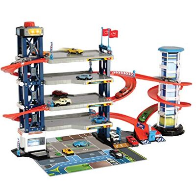Dickie Toys Parking Garage Kit de Jeu 4 étages Ascenseur, 4 véhicules Die-cast, 1 hélicoptère, lumière et Son, 203749008, Multicolore - Publicité Dickie Toys Parking Garage Kit de Jeu 4 étages Ascenseur, 4 véhicules Die-cast, 1 hélicoptère, lumière et Son, 203749008, Multicolore - Publicité