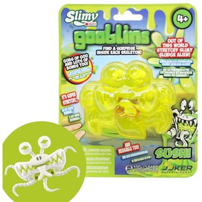 Slimy Gooblins Slime Slime Monstre, 100 g, super extensible, avec squelettes effrayants amusants à découvrir et à collectionner, jouet à pétrir (3 ans), couleur : jaune - Publicité Slimy Gooblins Slime Slime Monstre, 100 g, super extensible, avec squelettes effrayants amusants à découvrir et à collectionner, jouet à pétrir (3 ans), couleur : jaune - Publicité