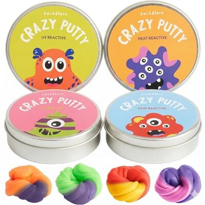 THE TWIDDLERS 4 Grand Pâte Changeant de Couleur mit 2 Mini-Lampes UV Intelligent Putty Réactif à la Chaleur & aux UV Slime Magique, Jouets à Mastic Cadeau pour Garçons & Filles - Publicité THE TWIDDLERS 4 Grand Pâte Changeant de Couleur mit 2 Mini-Lampes UV Intelligent Putty Réactif à la Chaleur & aux UV Slime Magique, Jouets à Mastic Cadeau pour Garçons & Filles - Publicité