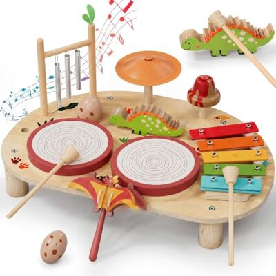 Lehoo Castle Table d'Instruments de Musiqu Bébé, Dino Cadeau Garçons 1-3 8 en 1 Montessori Kit Batterie et Xylophone Jouet éducatif en Bois FSC, Cadeau pour Enfant de 1 à 3 ans - Publicité Lehoo Castle Table d'Instruments de Musiqu Bébé, Dino Cadeau Garçons 1-3 8 en 1 Montessori Kit Batterie et Xylophone Jouet éducatif en Bois FSC, Cadeau pour Enfant de 1 à 3 ans - Publicité