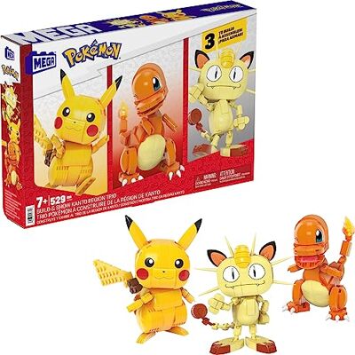 Mega Brands Mega Pokémon Jeu de construction Trio Région Kanto avec 529 pièces et 3 personnages articulés, 10,2 cm de haut, pour enfants - Publicité Mega Brands Mega Pokémon Jeu de construction Trio Région Kanto avec 529 pièces et 3 personnages articulés, 10,2 cm de haut, pour enfants - Publicité