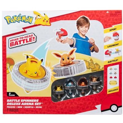 BANDAI Pack Arène Pokémon + 4 Spinners Inclus Arène Pokémon + 2 Lanceurs Pokéball + 4 Toupies Pikachu, Evoli, Caparpuce et Salamèche Combat de Toupies Jouet Enfant 4 Ans et + - Publicité BANDAI Pack Arène Pokémon + 4 Spinners Inclus Arène Pokémon + 2 Lanceurs Pokéball + 4 Toupies Pikachu, Evoli, Caparpuce et Salamèche Combat de Toupies Jouet Enfant 4 Ans et + - Publicité