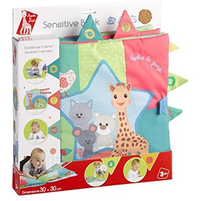 Sophie la Girafe Livre d'Éveil Sensitive Tissu 6 Pages Bébé Dès 3 Mois Stimule la vue le toucher et l'ouïe de façon ludique et progressive jouet éducatif pour enfant idée cadeau fille garçon - Publicité Sophie la Girafe Livre d'Éveil Sensitive Tissu 6 Pages Bébé Dès 3 Mois Stimule la vue le toucher et l'ouïe de façon ludique et progressive jouet éducatif pour enfant idée cadeau fille garçon - Publicité