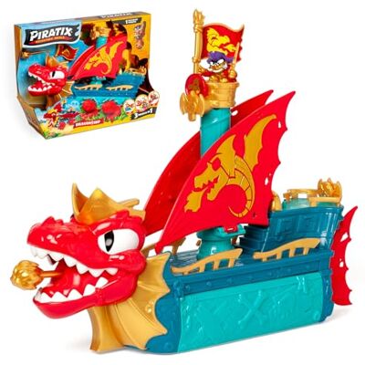 PIRATIX ADVENTURE WORLD PIRATIX Dragon Ship Bateau Dragon Piratix Tout Terrain 3 en 1 : Terre, Mer et Air Contient 1 Bateau Dragon, 1 Piratix Exclusif, 1 Trésor Exclusif, 1 Drapeau et 1 Projectile - Publicité PIRATIX ADVENTURE WORLD PIRATIX Dragon Ship Bateau Dragon Piratix Tout Terrain 3 en 1 : Terre, Mer et Air Contient 1 Bateau Dragon, 1 Piratix Exclusif, 1 Trésor Exclusif, 1 Drapeau et 1 Projectile - Publicité