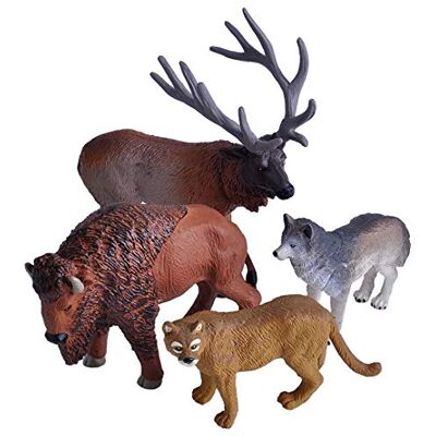 HOFF Set Animaux de la Foret 4 Figurines Loup Lynx cerf Bison Animaux Miniatures plasiques Zoo Park - Publicité HOFF Set Animaux de la Foret 4 Figurines Loup Lynx cerf Bison Animaux Miniatures plasiques Zoo Park - Publicité