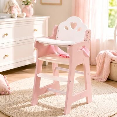 ROBOTIME Chaise haute pour poupée jusqu'à 45,7 cm, avec ceinture de sécurité et repose-pieds, chaise d'alimentation robuste et élégante, accessoire de poupée pour enfants à partir de 3 ans, rose - Publicité ROBOTIME Chaise haute pour poupée jusqu'à 45,7 cm, avec ceinture de sécurité et repose-pieds, chaise d'alimentation robuste et élégante, accessoire de poupée pour enfants à partir de 3 ans, rose - Publicité