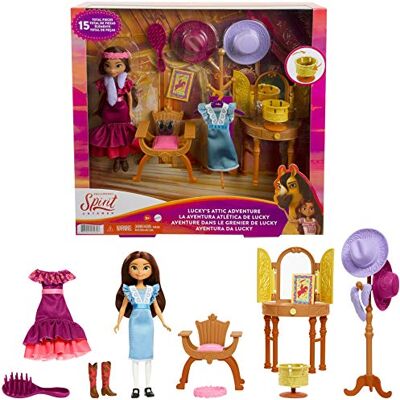 Mattel Spirit L'indomptable, coffret Chambre de Lucky avec poupée, vêtements et accessoires pour rejouer les scènes du film, jouet pour enfant, GXF54 - Publicité Mattel Spirit L'indomptable, coffret Chambre de Lucky avec poupée, vêtements et accessoires pour rejouer les scènes du film, jouet pour enfant, GXF54 - Publicité