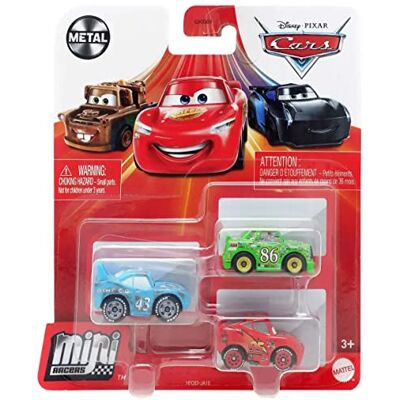 Disney Pixar Cars Mini Racers King's Last Race Lot de 3 Rois endommagés, Flash McQueen et Chick Hicks - Publicité Disney Pixar Cars Mini Racers King's Last Race Lot de 3 Rois endommagés, Flash McQueen et Chick Hicks - Publicité