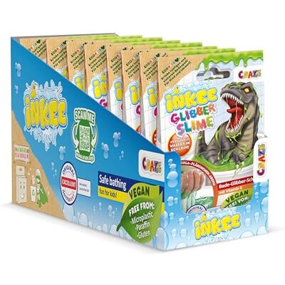 INKEE Set de 10 Slime de Bain Dino Poudre Vert Fluo Arôme Cola Gummies Bain Gluant Enfant 10x 100g Avec Vitamine E - Publicité INKEE Set de 10 Slime de Bain Dino Poudre Vert Fluo Arôme Cola Gummies Bain Gluant Enfant 10x 100g Avec Vitamine E - Publicité